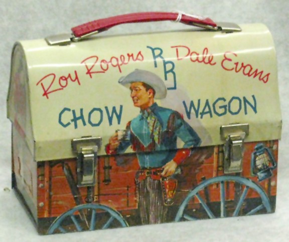 Metal; Lunch Box, Roy Rogers & Dale Evans Chow Wagon, Thermos Brand.