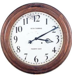 Wall Clock; Seth Thomas, 30-Day, Round Oak, 24 inch.