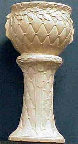 McCoy Pottery; Jardiniere & Pedestal, Diamond Quilted, White, 13 inch.