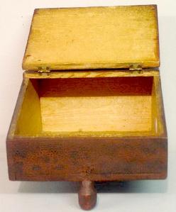 Paint Decorated Wood; Box, Pine, Slant-Lid, Black & Red, Turned Legs, 9 ...