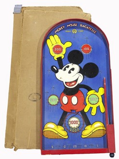 Pinball; Mickey Mouse Bagatelle, Chad Valley, Box, 24 inch.