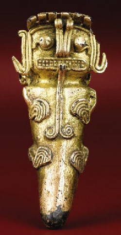 Tumbaga; Pre-Columbian, Panama, Pendant, Tooth Shaped Grotesque Mythic ...
