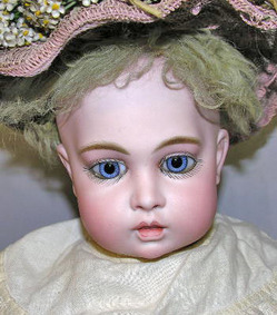 Bisque Doll; Bru, Circle Dot Bebe #7, Blue Paperweight Eyes, Molded ...