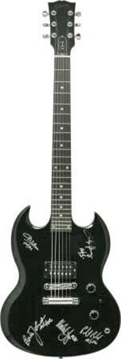 Signed Memorabilia; AC/DC Band (5), Guitar, Gibson SG-X.