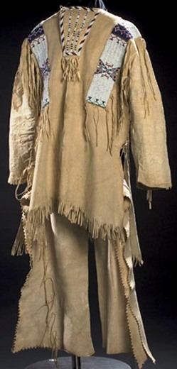 Clothing; Sioux, Shirt & Leggings, Beaded Hide.