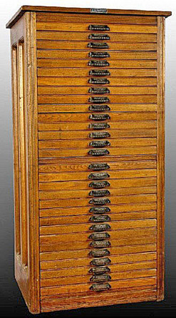 Furniture Cabinet Hamilton Mfg Typesetter Oak 30 Drawers 53