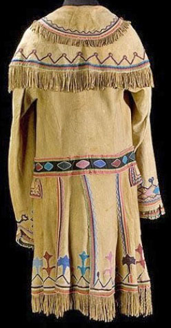 Clothing; Shawnee?, Coat, Beaded Hide, Floral Design, 42 inch.