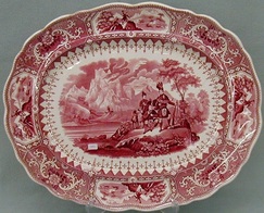 Transferware-Red; Adams, Platter, Caledonia Pattern, 17 inch.