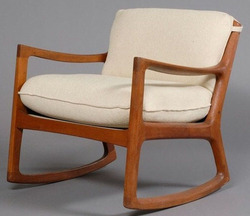Furniture Chair Rocking Designer Wanscher Ole Teak Curved An Ole Wanscher Rocking Chair Teak With Upholstered Cushions Image Credit On Full Record
