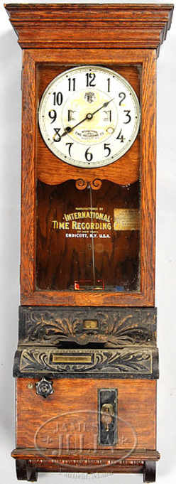 Time Recorder Clock International Recording Co Oak Punch Time Recorder Clock International