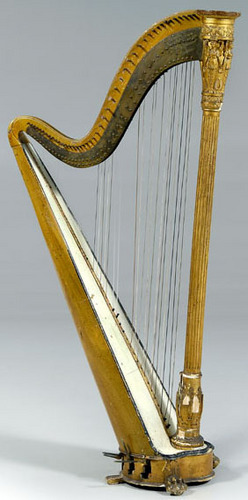 Harp; Dodd & Sons, Classical Form, Painted & Gilt Frame, 66 inch.