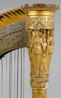 Harp; Dodd & Sons, Classical Form, Painted & Gilt Frame, 66 inch.
