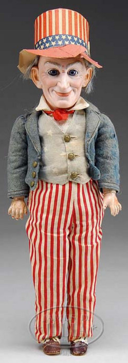 Bisque Doll; Dressel (Cuno & Otto), Character, Uncle Sam, Blue Set Eyes