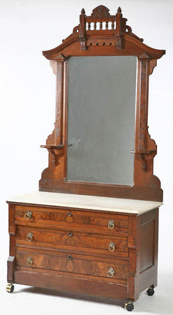 Furniture Dresser Victorian Eastlake Walnut Shaped Crest