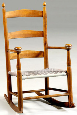 Furniture: Children's; Rocking Chair, Shaker, Mount Lebanon, 3 Slats ...