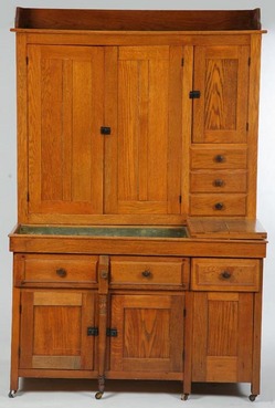 Furniture Cupboard Wall Oak Dry Sink Fifth Leg Paneled Doors