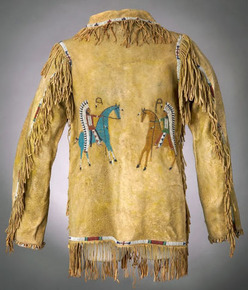 Clothing; Sioux, Jacket, Beaded Hide, Mounted Warriors Design, 34 inch.