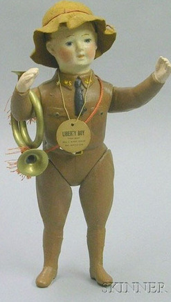 Composition Doll; Ideal, Liberty Boy (WWI Dough Boy), Painted Blue Eyes, Molded Hair & Uniform