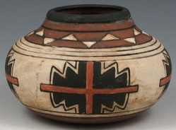 Weller Pottery Souevo Vase Squat Native American Motif 7 inch Weller Pottery Souevo Vase Squat Native American Motif 7 inch