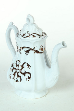 Ironstone; Teapot & Sugar Bowl, Coffee Berry Pattern, 9 inch.