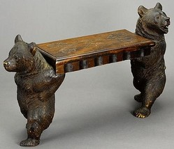 Black Forest Music Box Bench Bears Holding Seat 2 Ft