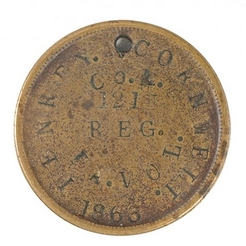 civil war 121st volunteers pennsylvania dog tag disk identification cornwell wounds gettysburg died henry credit