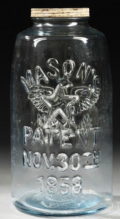 Vintage GIANT Pickle Jar With Lid Mason's Patent Nov 30TH  1858~Star~Eagle~Handle