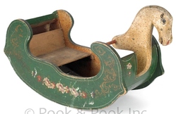 Rocking Horse; Shoofly, Horse Head, Green & White Paint, Scroll Cut ...