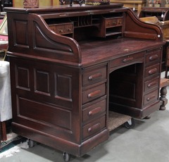 Furniture Desk Derby Mahogany Roll Top 8 Drawers Double
