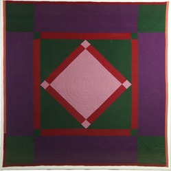 Quilt; Amish, Pennsylvania, Pieced, Diamond in Square Pattern, Green ...