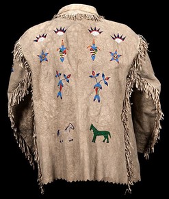 Clothing; Santee Sioux, Jacket, Beaded Hide, Horse Design, 46 inch.