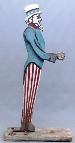 Uncle Sam; Flag Holder, Wood Silhouette, 57 inch.