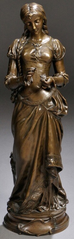 Bronze Sculpture; Gaudez (Adrien Etienne), signed, Marguerite, 22 inch.