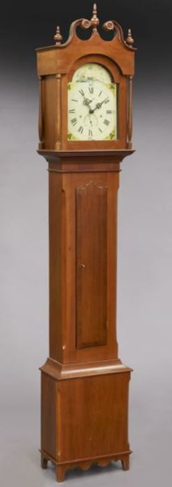 Tall Case Clock; Ohio, Federal, Watson (Luman), Cherry, Broken Arch