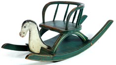 Rocking Horse; Shoofly, Horse Head, Carved, Green & White Paint ...