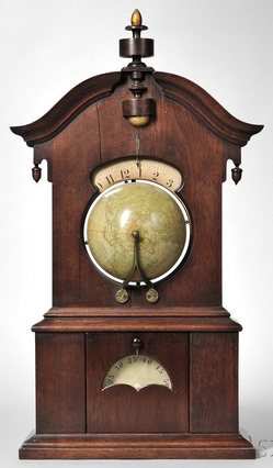 Shelf Clock; Whiting (LE), Timby Solar Clock, Walnut Case, Joslin Globe ...