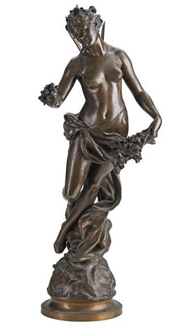 Bronze Sculpture; Allouard (Henri), signed, Nymph, 32 inch.