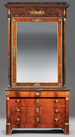 Furniture Chest Empire Style Mahogany Marble Top 4 Drawers